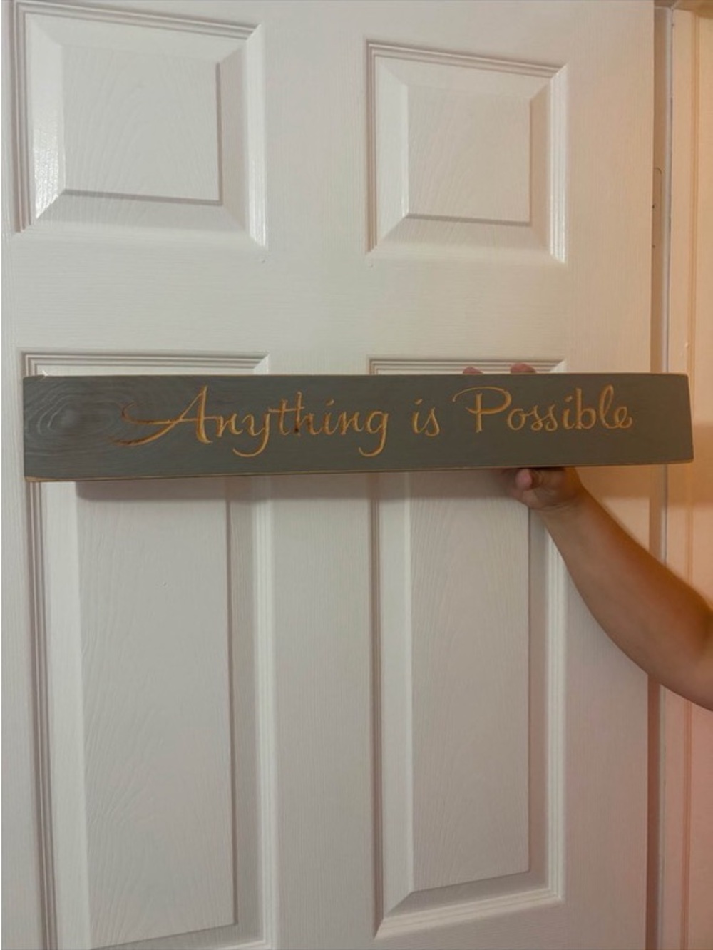 Anything is Possible - Gray Wall Sign with Gold Script